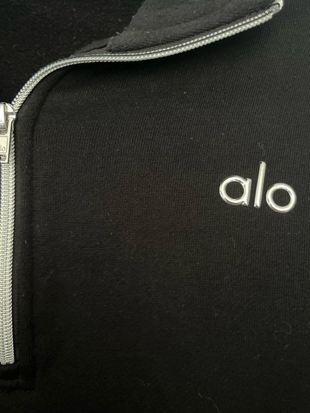 ALO Yoga Men’s Black Half-Zip Sweatshirt with White Logo - Picture 3 of 3